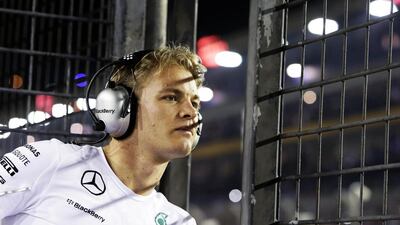 Mercedes-GP driver Nico Rosberg of Germany watches the race from the pitwall during the Singapore F1 Grand Prix on September 21, 2014. Tim Chong / Reuters
