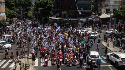 Protests marking nine months since the October 7 attack in Tel Aviv, Israel. Reuters