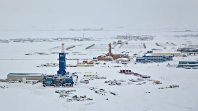Drill rigs and oilfield support facilities near Deadhorse airport in Prudhoe Bay, Alaska. Bloomberg