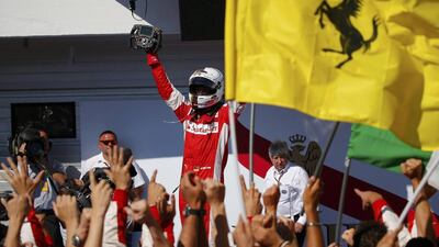 Sebastian Vettel finished the race with his Ferrari in the top position for his first career victory at Hungary. Laszlo Balogh / Reuters