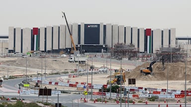 The Etihad Rail station at Dubai's Jumeirah Golf Estates. The station is set to welcome passengers for the first time this year. The National