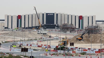 The Etihad Rail station at Dubai's Jumeirah Golf Estates. The station is set to welcome passengers for the first time this year. The National