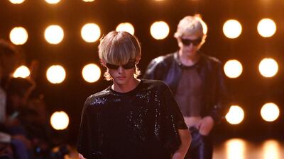 The presentation was crammed with clothes imbued with an androgynous rock spirit. AFP