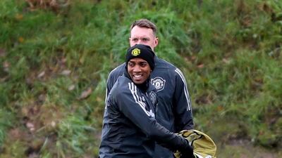Manchester United's Ashley Young during the training session at the AON Training Complex.