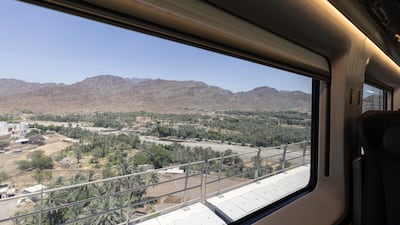 Passengers can enjoy a scenic route through the rugged mountains of Fujairah on the Etihad Rail passenger service