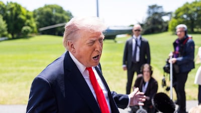 President Donald Trump spoke to White House reporters about Iran on Friday. EPA