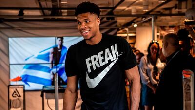 Milwaukee Bucks forward and NBA's Most Valuable Player for the 2018-2019 season Giannis Antetokounmpo leaves a Nike store after attending a promotional event. Nike's "Dream Crazier" campaign is an example of promoting values not products. AFP