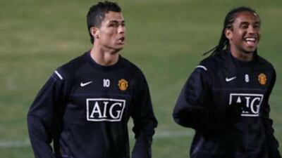 Ronaldo, left, and Anderson during a training session in Yokohama.