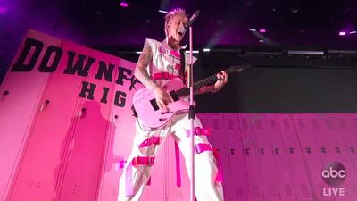 Machine Gun Kelly performs during the American Music Awards at the Microsoft Theatre on November 22, 2020 in Los Angeles. AP