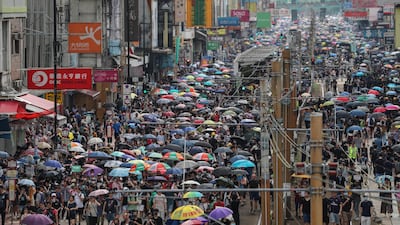 Anti-extradition bill protesters attend a mass rally in Yuen Long, New Territories, Hong Kong, China, 27 July 2019. EPA
