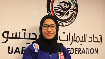 Maha Al Hanaei, 16, a member of the UAE junior jiu-jitsu national team, is a Grade 11 pupil with a blue belt, the highest in her age group. She aspires to have the black belt soon. Amith Passela / The National