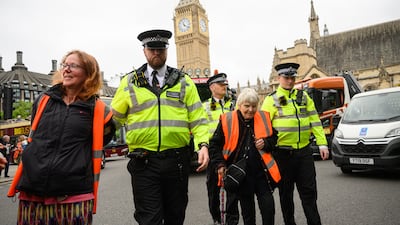 Two women are arrested at Parliament Square. Getty Images