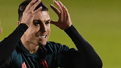 Juventus star Cristiano Ronaldo during training. Reuters