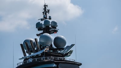 The Nord superyacht in Hong Kong, China, on Friday, Oct. 14, 2022. The Nord, a $500 million megayacht that's connected to sanctioned Russian tycoon Alexey Mordashov, has mysteriously ended up in Hong Kong after a more than week-long voyage from the port of Vladivostok where it was anchored since March. Photographer: Lam Yik / Bloomberg