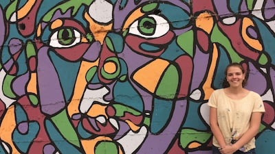 The youngest participant in Baladk Street Art Festival, American Phoebe Rossman completed this mural while on a student exchange. Courtesy Baladk Project