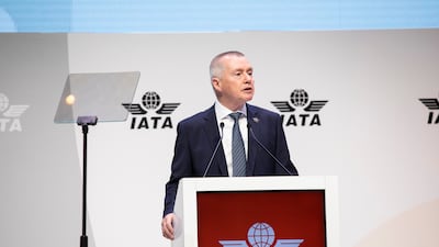 Iata director general Willie Walsh speaks at the airline lobby group's annual meeting in June 2023 in Istanbul. The global airlines summit will take place this year in Dubai from June 2 to 4. Photo: Iata
