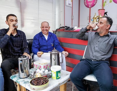 Abdulghani Al Humaidan, Abu Yousef and Abdulrehman Nakawa. Victor Besa / The National
