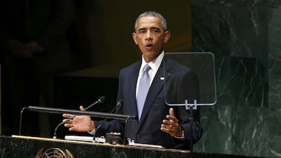 US president Barack Obama addresses the 69th United Nations General Assembly at UN headquarters in New York on September 24. Kevin Lamarque / Reuters