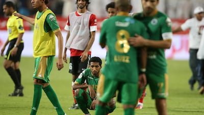 Shabab's players are naturally dejected after what was the perfect game to be played in a cup final. It was a case of a team punching above their weight all season, and even though they did not win last night, they would be proud of what they did. Pawan S???