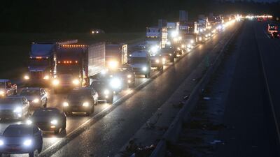 Heavy traffic on the I-10 westbound amid evacuations ahead of Hurricane Delta on October 8, 2020 in Lake Charles, Louisiana. Getty Images / AFP