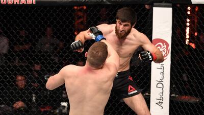 Magomed Ankalaev knocks down Ion Cutelaba. Getty