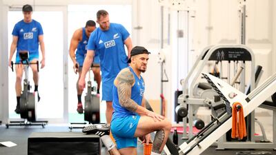 Sonny Bill Williams of the All Blacks stretches during a New Zealand All Blacks gym session on October 28, 2019 in Tokyo, Japan. Getty Images