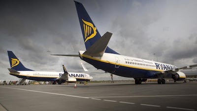 Passenger aircraft operated by Ryanair on the tarmac at Stansted Airport in the UK. Simon Dawson / Bloomberg