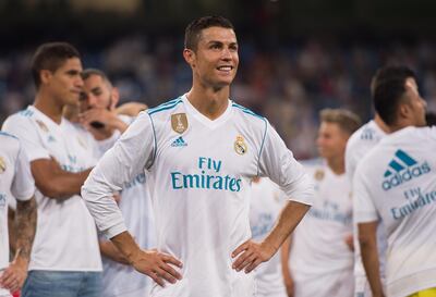 Real Madrid's Cristiano Ronaldo smiles after his team won the Santiago Bernabeu Trophy match 2-1 against Fiorentina in Madrid on August 23, 2017. Denis Doyle / Getty Images