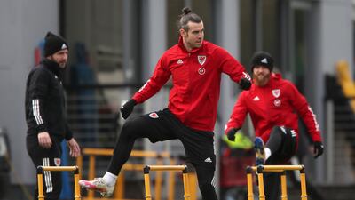 Gareth Bale and the Wales squad in training ahead of their World Cup qualifier against the Czech Republic. PA