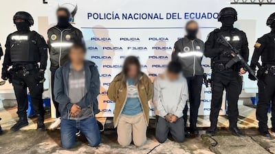 Some of those arrested as part of the digital fraud operation led by the UAE. Photo: Wam