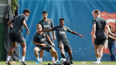 Barcelona's Ansu Fati during training. Reuters