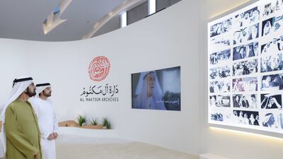 Sheikh Mohammed and Sheikh Hamdan at the launch of the archive, which aims to ensure the accessibility of Al Maktoum family's heritage for future generations