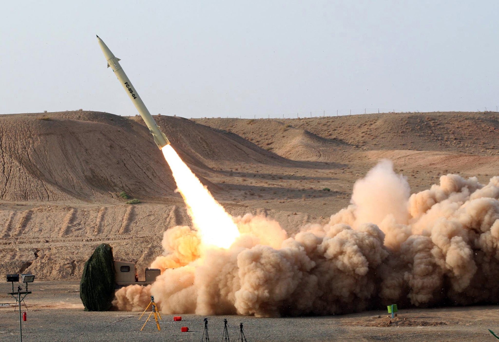 An Iran Fateh 110 missile, similar to the Palestine-2. AFP
