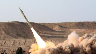 Iran's surface-to-surface Fateh-1 missile. Following Israeli air strikes in western Iran, these have been forced out of range of Tel Aviv and other cities. AFP
