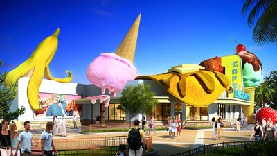 A rendering of what the Motiongate at Dubai Parks and Resorts in Dubai will look like when it opens in October. Courtesy Dubai Parks and Resorts