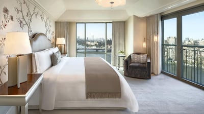 Rooms come with views of the Nile and bustling Cairo.