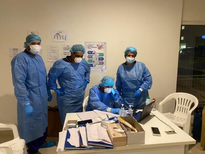 Doctors at an isolation centre in Warsan, Dubai. Courtesy: Medical staff