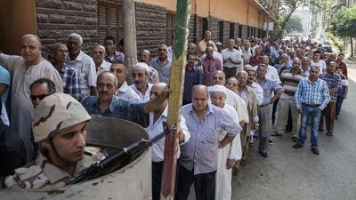 Many view the vote as a referendum on stability versus the freedoms promised by the Arab Spring-inspired popular uprising that ousted veteran strongman Hosni Mubarak in 2011. Mahmoud Khaled/AFP Photo