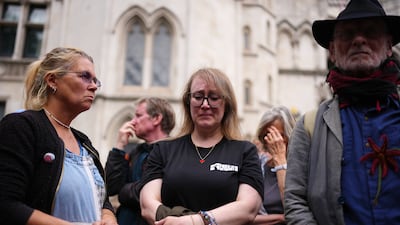 Demonstrators outside the Royal Courts of Justice. Getty Images
