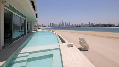 A private swimming pool on a luxury villa, located on the Palm Jumeirah. AFP