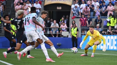 Belgium's Charles De Ketelaere scores their first goal against the US. Reuters