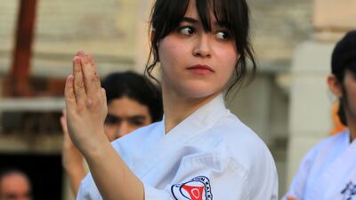 Girls take part in the karate classes too