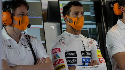 McLaren driver Daniel Ricciardo of Australia stands during practice session for the Saudi Arabian Grand Prix. AP Photo
