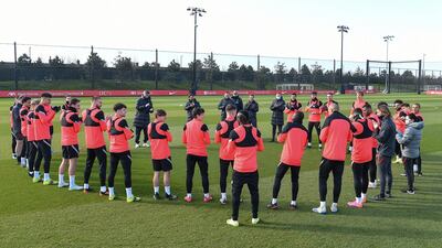 The Liverpool squad prepare for the return leg against Real Madrid. Getty