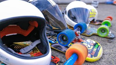 Some of the safety gear required to avoid injury while longboarding. Victor Besa for The National