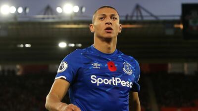 Everton's Richarlison celebrates scoring his side's second goal against Southampton. PA