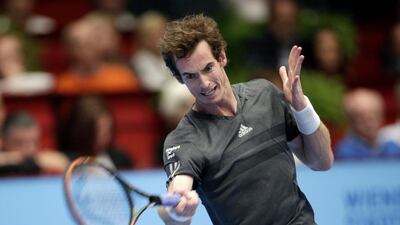 Andy Murray of Great Britain returns the ball to David Ferrer of Spain during their final match of the Erste Bank Open in Vienna, Austria, on October 19, 2014. Georg Hochmuth / EPA