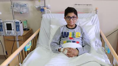 Qais Hatamleh, 14, is recovering after a kidney transplant on January 2 at Sheikh Khalifa Medical City. Chris Whiteoak / The National