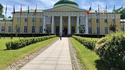 The event is taking place at the Tauride Palace in St Petersburg, Russia.