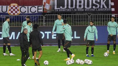 Portugal players training in Split. AFP